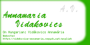 annamaria vidakovics business card